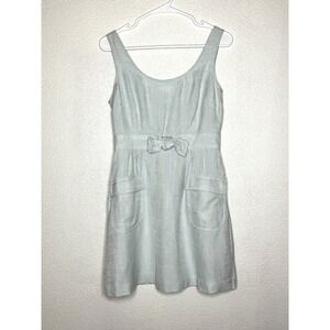Cynthia Rowley Womens Dress 6 Light Blue Bow‎ Tie Pocket Linen Blend A-Line Mini